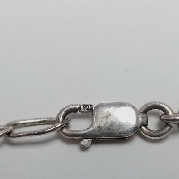 Vintage Sterling Silver Black and White Enamel Wavy Link Chain Necklace 16 Inch - Picture 5 of 9